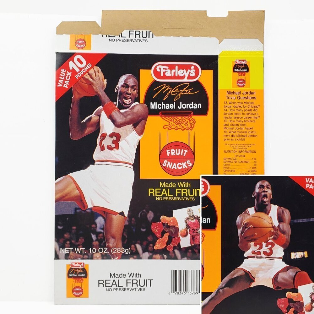 Michael Jordan Vintage 90s Bulls Farley's Fruit Snacks Box Sleeved & Boarded
